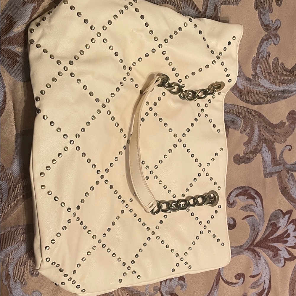 Charming Charlie Cream Studded Shoulder Bag